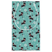 雪のスコットランド犬のクリスマスパターン スモールペーパーバッグ (裏面)