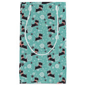 雪のスコットランド犬のクリスマスパターン スモールペーパーバッグ (正面)