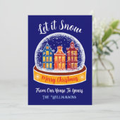 雪のスノーグローブアムステルダムクリスマスビレッジ シーズンカード (スタンド正面)