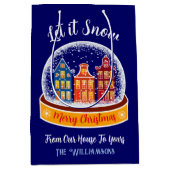 雪のスノーグローブアムステルダムクリスマスビレッジ ミディアムペーパーバッグ (正面)