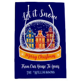 雪のスノーグローブアムステルダムクリスマスビレッジ ミディアムペーパーバッグ