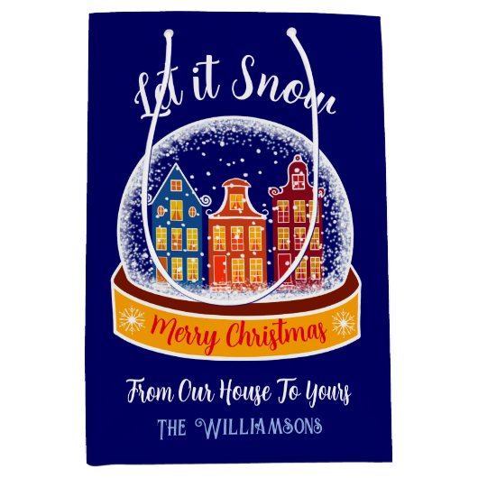 雪のスノーグローブアムステルダムクリスマスビレッジ ミディアムペーパーバッグ (正面)