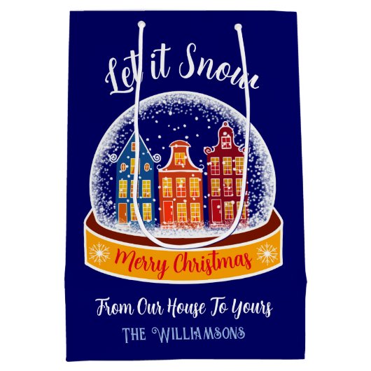 雪のスノーグローブアムステルダムクリスマスビレッジ ミディアムペーパーバッグ (裏面)