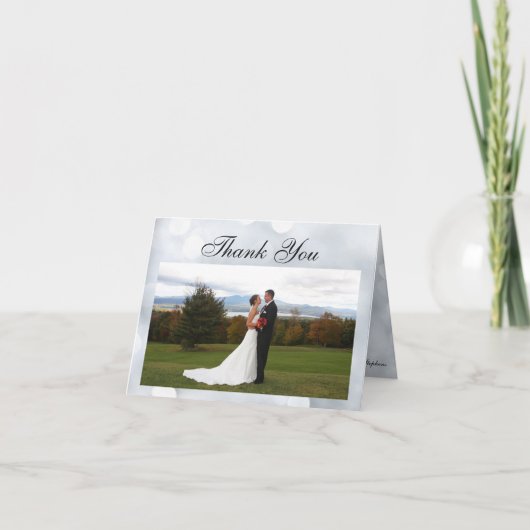 雪のスパークル ライト グリッター ありがとう カード (正面)