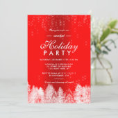雪のスパークル 赤メタリック ウィンターコーポレートホリデー 招待状 (スタンド正面)