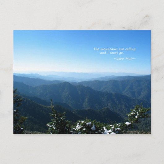 雪のスモーキー山脈：山々が呼んでいる…ジョン・ミュア ポストカード (正面)