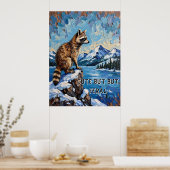 雪のセレナーデ: ラクーンの月夜の眺め ポスター (キッチン)