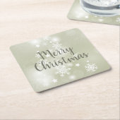 雪のセージエレガント抽象芸術水色 スクエアペーパーコースター (アングル)