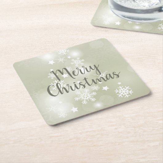 雪のセージエレガント抽象芸術水色 スクエアペーパーコースター (アングル)