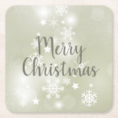 雪のセージエレガント抽象芸術水色 スクエアペーパーコースター (正面)