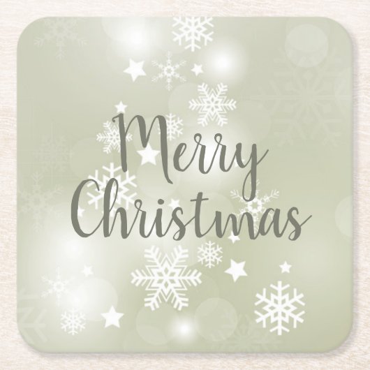 雪のセージエレガント抽象芸術水色 スクエアペーパーコースター (正面)