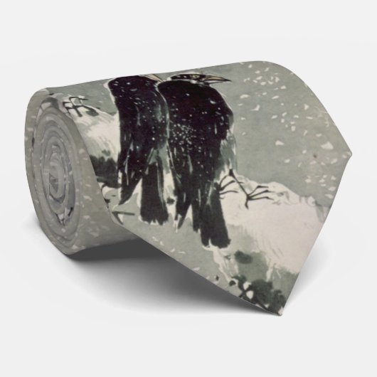 雪のタイの日本のなカラス ネクタイ (ロール)