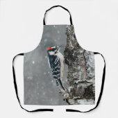 雪のダウンウッドペッカー – オリジナル写真 エプロン (正面)