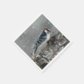 雪のダウンウッドペッカー – オリジナル写真 スタンダードカクテルナプキン (角)