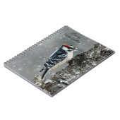 雪のダウンウッドペッカー – オリジナル写真 ノートブック (左側)