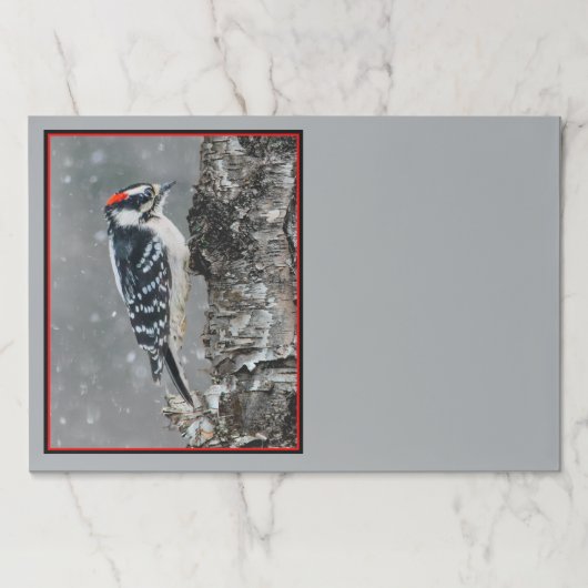雪のダウンウッドペッカー – オリジナル写真 ペーパーパッド (正面)