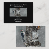 雪のダウンウッドペッカー – オリジナル写真 名刺 (正面/裏面)