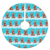 雪のチャウとクリスマスプレゼント ブラッシュドポリエステルツリースカート (正面)