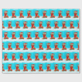 雪のチャウとクリスマスプレゼント ラッピングペーパー (フラット)