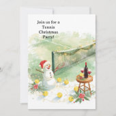 雪のテニスコートでのクリスマス 招待状 (正面)
