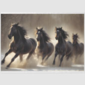 雪のデコパージュで暗い馬の群れ 薄葉紙 (正面)