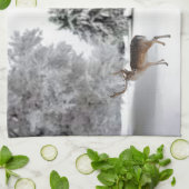 雪のトナカイ キッチンタオル (折り畳み)