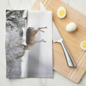 雪のトナカイ キッチンタオル (四つ折り)