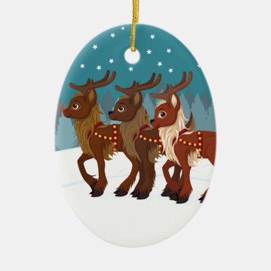 雪のトナカイ セラミックオーナメント (正面)