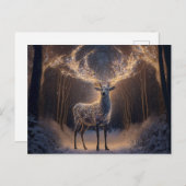 雪のトナカイ – フェアリーライト シーズンポストカード (正面/裏面)