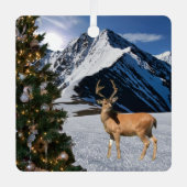 雪のトナカイ メタルオーナメント (正面)