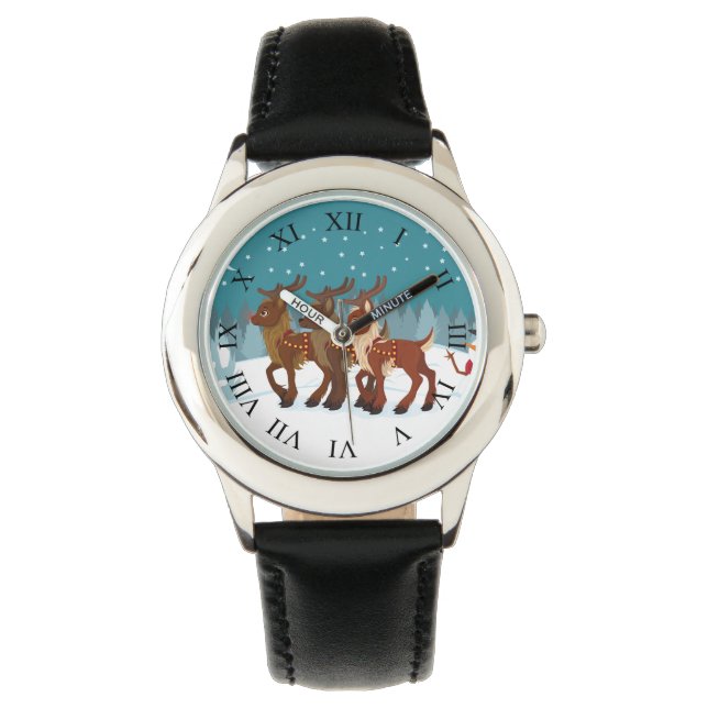 雪のトナカイ 腕時計 (正面)