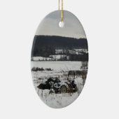 雪のトラクター セラミックオーナメント (右)