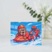 雪のトラックでボブスレー走行を開始するセイウチ ポストカード (スタンド正面)