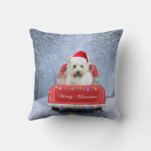 雪のトラックに西ハイランドホワイトテリア犬 クッション (裏面)