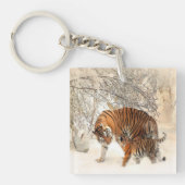 雪のトラ キーホルダー (正面)