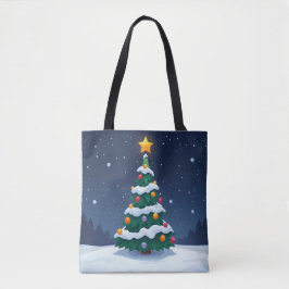 雪のトートバッグのクリスマスツリー トートバッグ