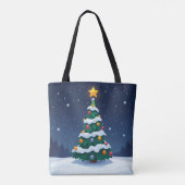 雪のトートバッグのクリスマスツリー トートバッグ (裏面)