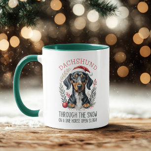 雪のドキシークリスマスコーヒーを通してダックスシュント マグカップ