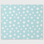 雪のドット模様の冬のデザイン、ターコイズブルーの背景 ラッピングペーパー (フラット)