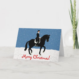 雪のドレスセージの馬のクリスマス シーズンカード