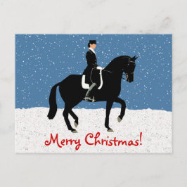 雪のドレスセージの馬のクリスマス シーズンポストカード