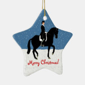 雪のドレスセージの馬のクリスマス セラミックオーナメント (右)