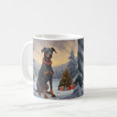 雪のドーベルマン クリスマス コーヒーマグカップ (正面左)