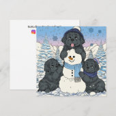 雪のニューファンドランドの子犬を一緒に作ろう シーズンカード (正面/裏面)