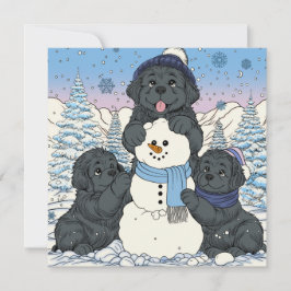 雪のニューファンドランドの子犬を一緒に作ろう シーズンカード