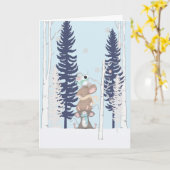 雪のネズミ カード (黄色い花)