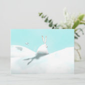 雪のノウサギおよびクリスマスのプレゼント サンキューカード (スタンド正面)