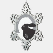 雪のノウサギ スノーフレークピューターオーナメント (右)