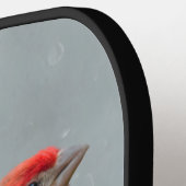 雪のハウスフィンチ - オリジナルの写真 ピックルボールラケット (左詳細)