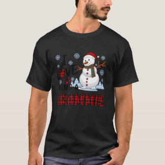 雪のハートと雪片が可愛いおばあちゃん グラミー Tシャツ